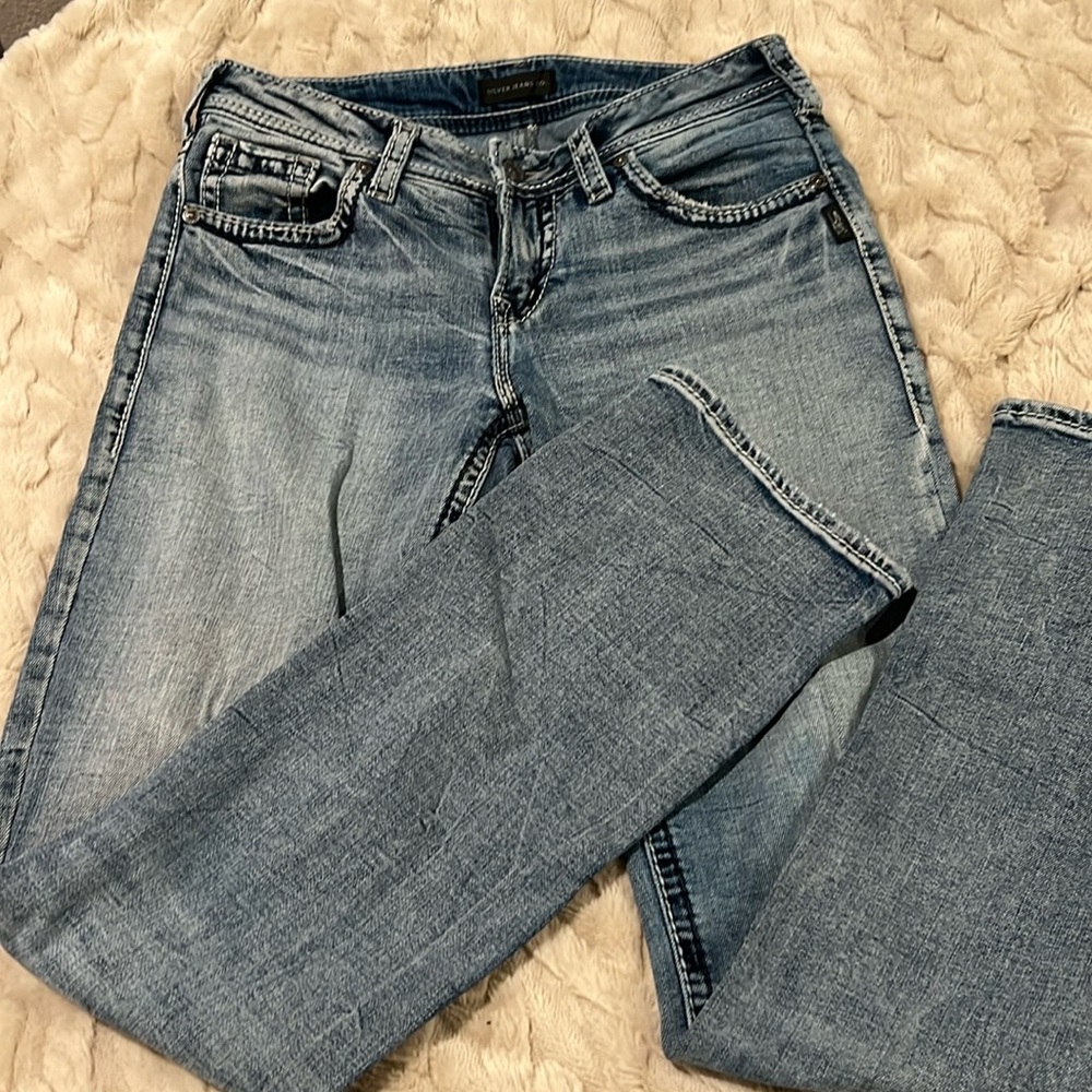 Like new Silver Suki Baby Boot Jeans Size 28